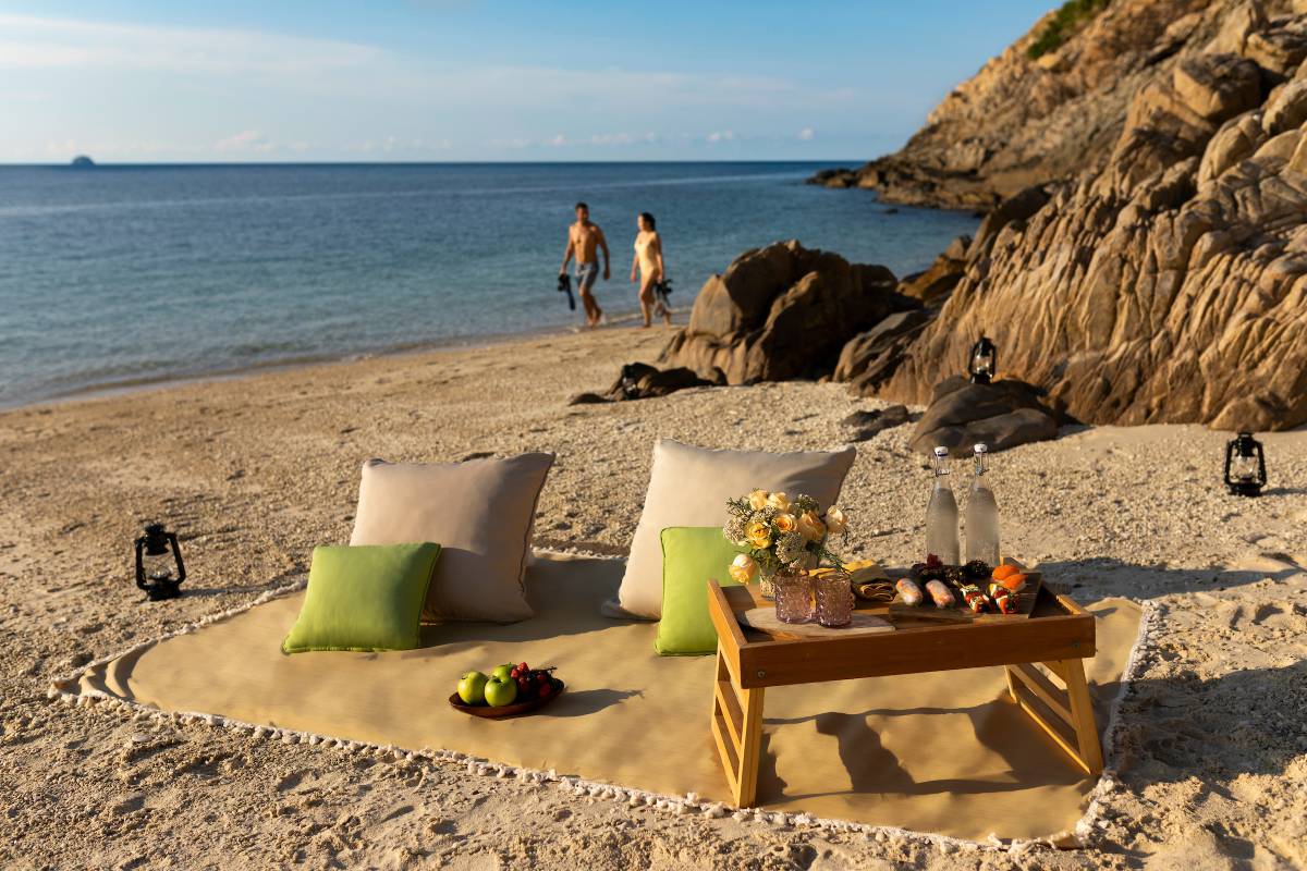 Picnic setup on the beach of Con Dao